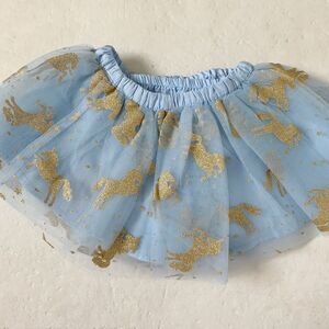 Blue Tulle Tutu Skirt Gold Unicorn Silhouettes from Gymboree 6-12 months New